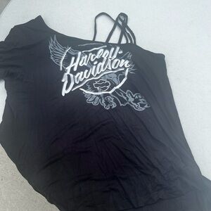Harley-Davidson Black Asymmetrical Graphic Camisole